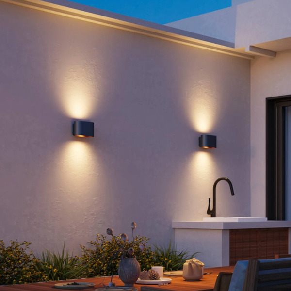  Calex Calex Led Outdoor Wall Lamp Potenza Up/down, Ip44, Black/gold 
