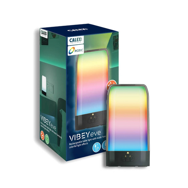  Calex Calex Led Rechargeable Table Lamp Vibey, Height 18.8 Cm, Rgbic, Usb 