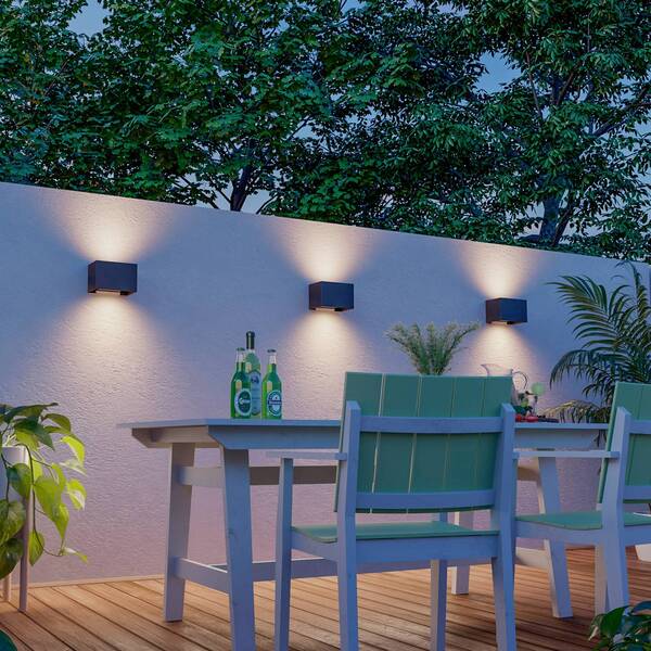  Calex Calex Outdoor Wall Light Rectangle Up/down, Height 10cm, Black 