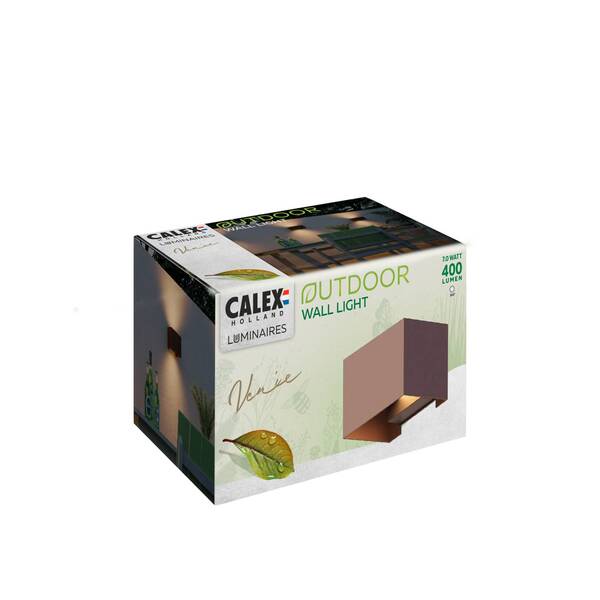  Calex Calex Outdoor Wall Light Rectangle Up/down Height 10cm Rust Brown 