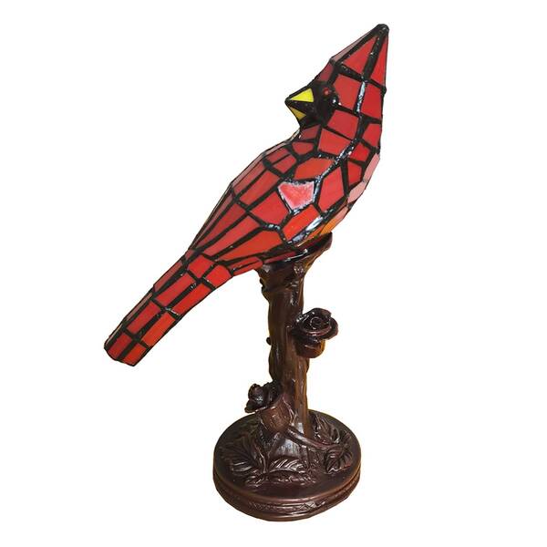  Clayre&eef Clayre&eef 5ll-6102r Bird Table Lamp, Red, Tiffany Style 