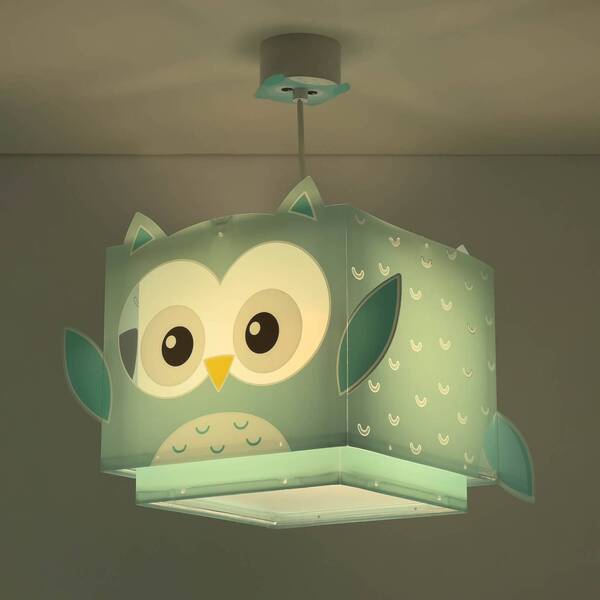  Dalber Dalber Little Owl Children's Hanging Light, Blue, Owl Design 
