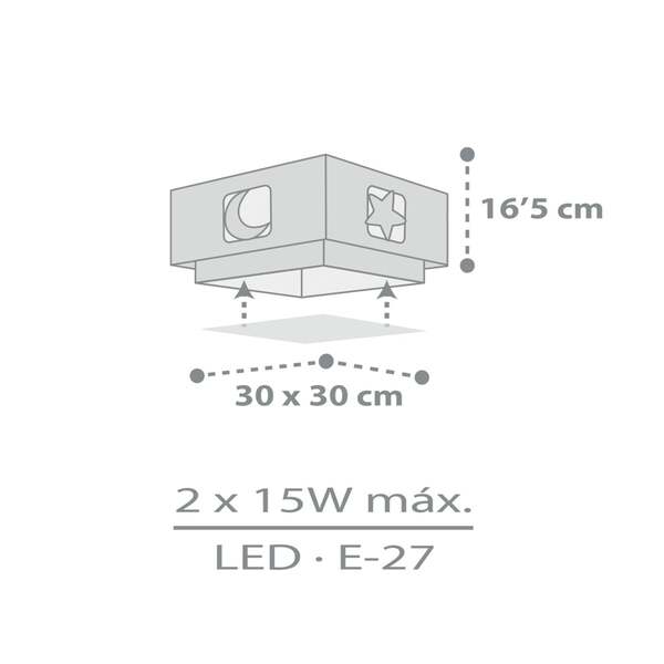  Dalber Dalber Moonlight Children's Ceiling Lamp, Grey, 1-bulb 