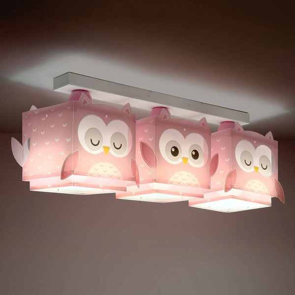  Dalber Dalber Pendant Light Little Owl, Pink, 3-bulb 