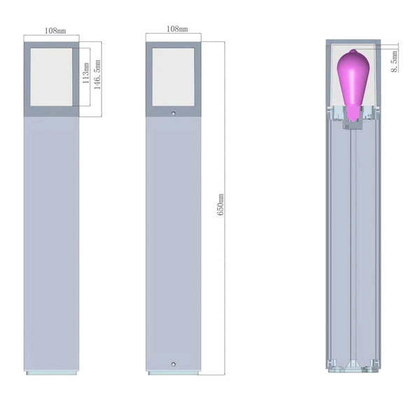  Deko-light Deko-light Facado Ii Path Light, Height 65 Cm, Angular, Dark Grey/opal 