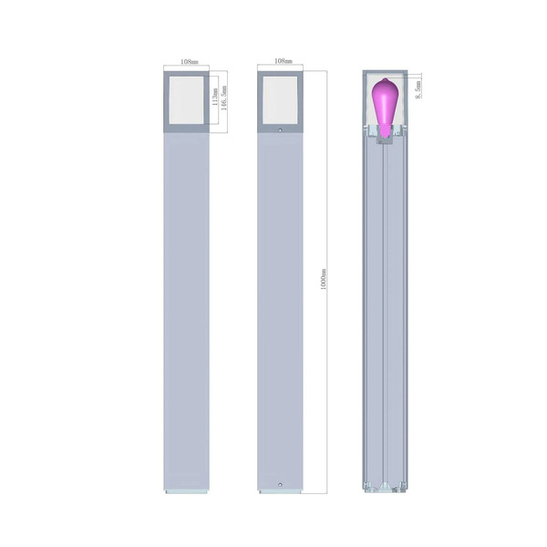  Deko-light Deko-light Facado Ii Path Light, Height 100 Cm, Angular, Dark Grey/opal 