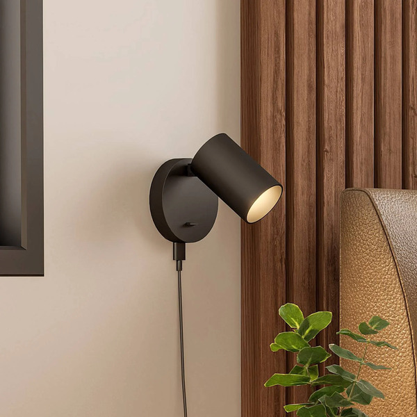  Deko-light Deko-light Wall Spotlight Can Tilt, Black, ø 10 Cm, Metal Switch Usb 