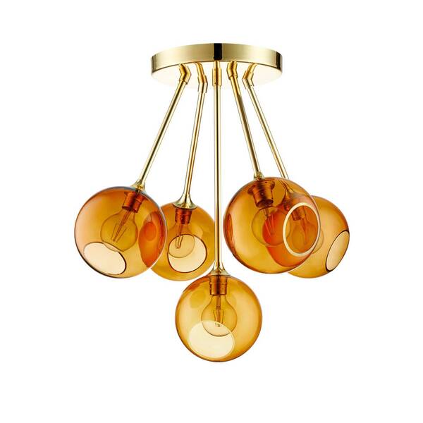  Design By Us Design By Us Ballroom Molecule Ceiling Light, Amber, Glass, 5-bulb 