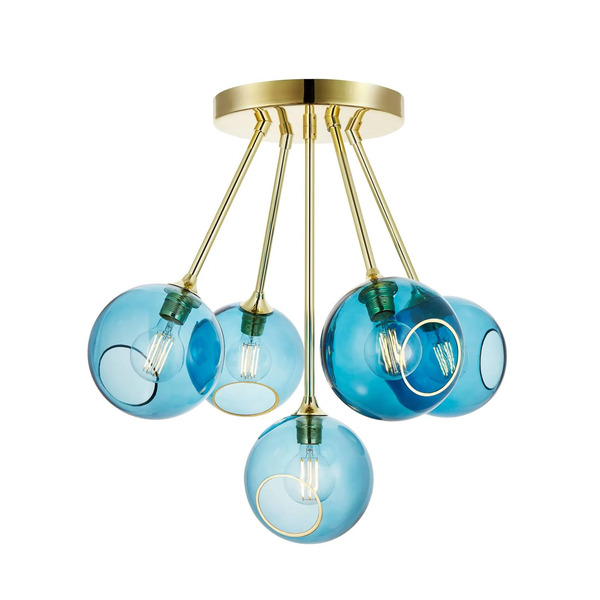  Design By Us Design By Us Ballroom Molecule Ceiling Light, Blue, Glass, 5-bulb 