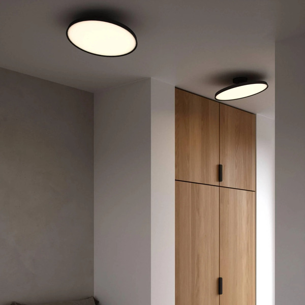  Dftp By Nordlux Dftp By Nordlux Led Semi-flush Ceiling Light Kaito 2 Pro, ø 40 Cm, Black, Spacing 