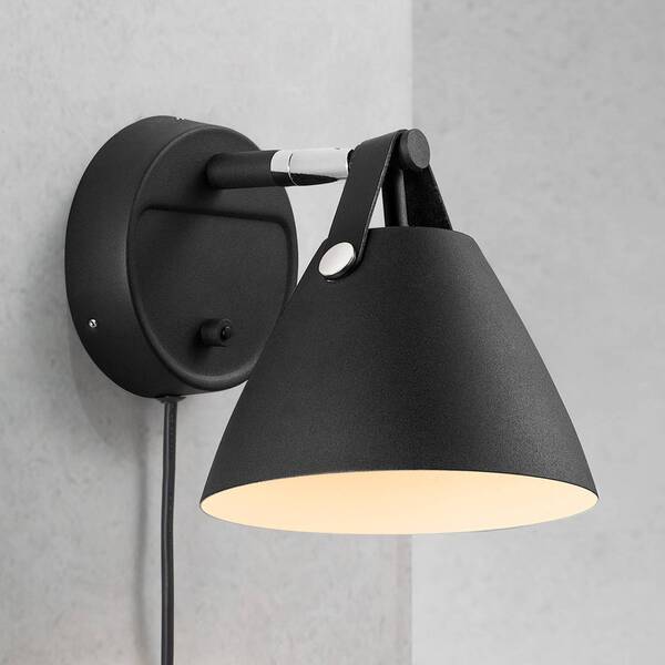  Dftp By Nordlux Dftp By Nordlux Strap Wall Light With Leather Strap, Black 