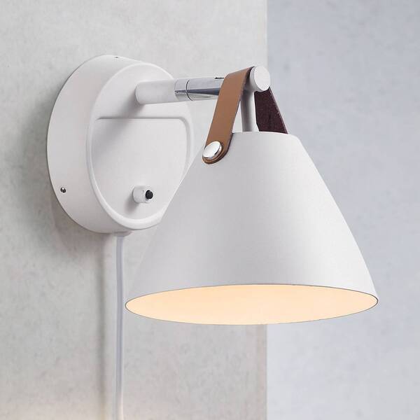  Dftp By Nordlux Dftp By Nordlux Strap Wall Light With Leather Strap, White 