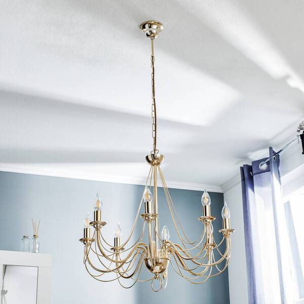  Domiluce Domiluce Chandelier Retro, 8-bulb, Gold, 120 cm Suspension 