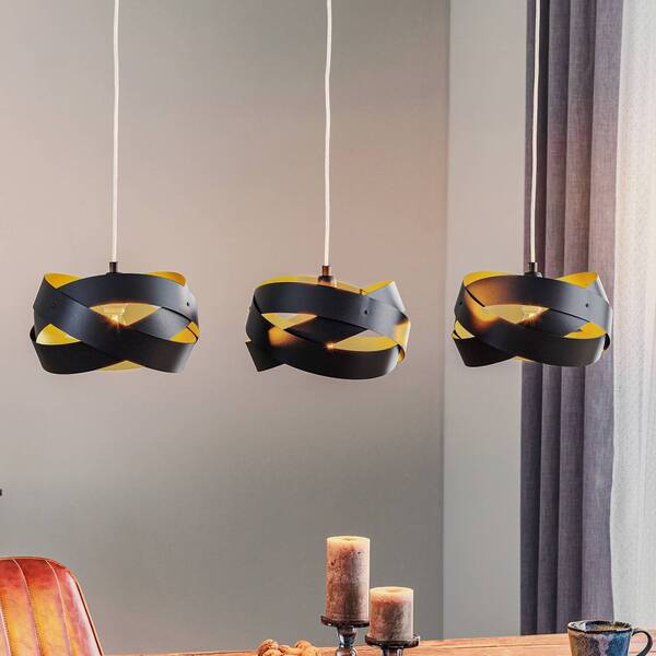  Domiluce Domiluce Tornado Hanging Light, Three-bulb, Black 