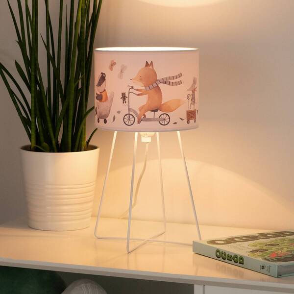  Duolla Duolla Ferdi Kids Table Lamp, Textile, Metal, White, Colourful 