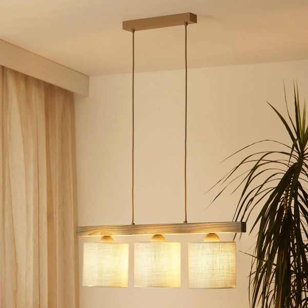  Duolla Duolla Forest Pendant Light, 3-bulb, Light Wood, White Jute 