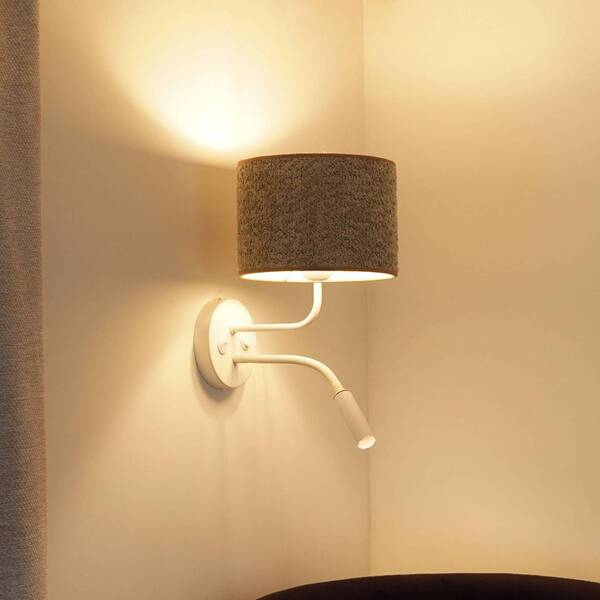  Duolla Duolla Roller Wall Light, Bouclé Grey, White, With Reading Light 