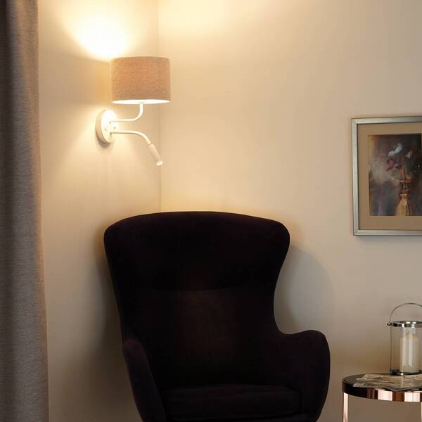  Duolla Duolla Roller Wall Light, Bouclé, White/cream, Reading Light 