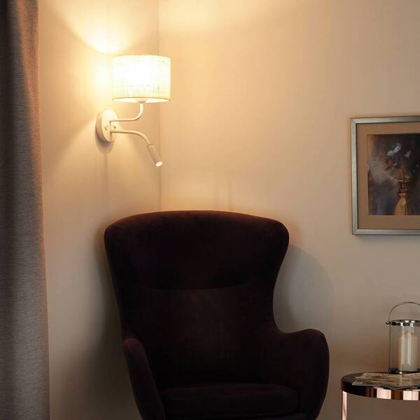  Duolla Duolla Roller Wall Light, Jute, White/beige, Reading Light 