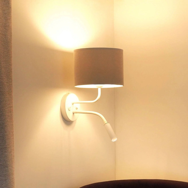  Duolla Duolla Roller Wall Light, Soro Light Grey, White, With Reading Light 