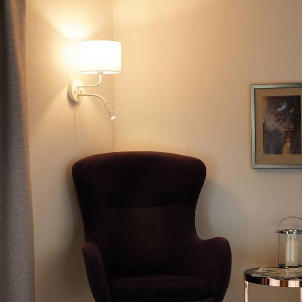  Duolla Duolla Roller Wall Light, White, Fabric, Reading Light 