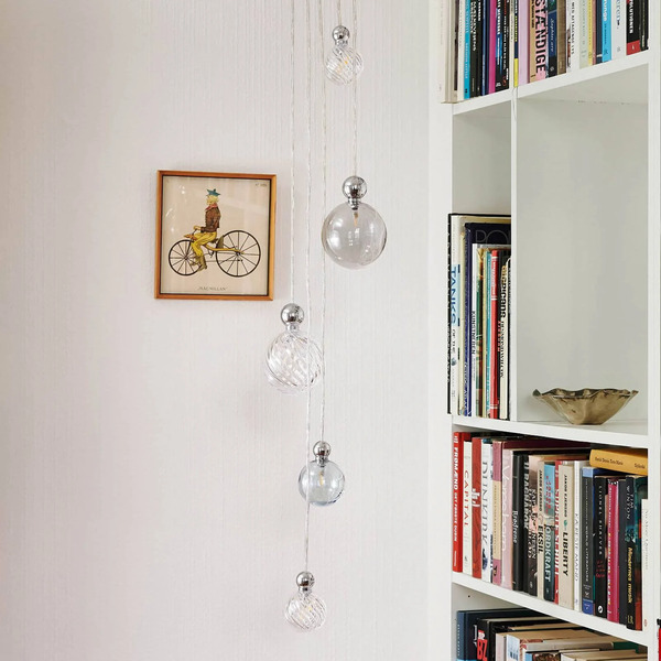  Ebb & Flow Ebb & Flow Uva M Hanging Light, Ball Silver Smoke Grey 