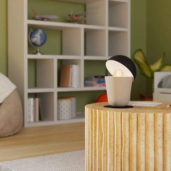  Eglo Eglo Batabano Table Lamp With Bonnet, Sand Colour/black 