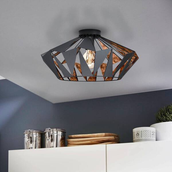 Eglo Eglo Carlton Ceiling Light, ø 47 Cm, Black/copper 