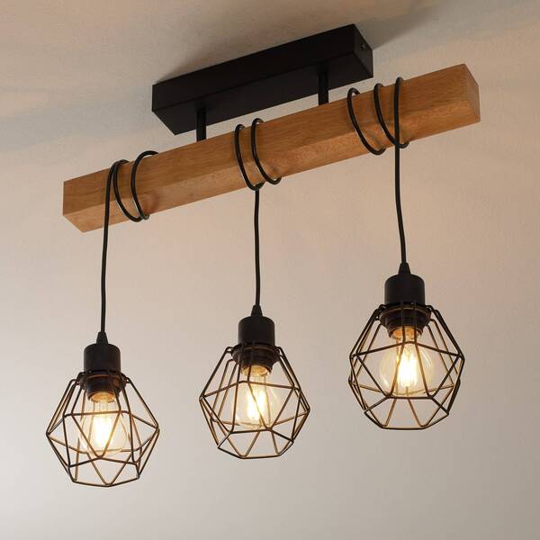  Eglo Eglo Ceiling Light, Townshend 5, With 3 Cage Shades 