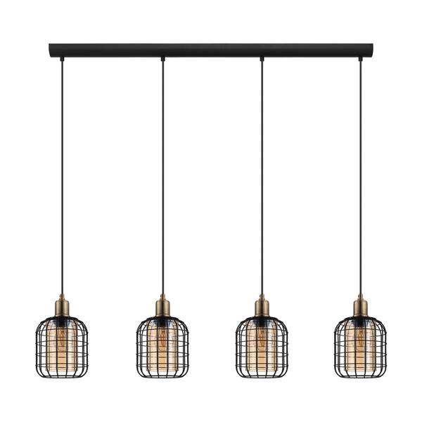  Eglo Eglo Chisle Hanging Light, Black/amber, 4-bulb 