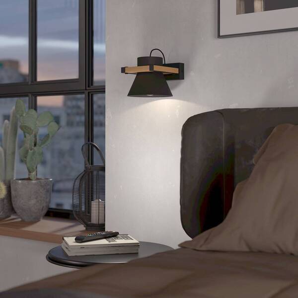  Eglo Eglo Maccles Wall Light In Black With Wood 