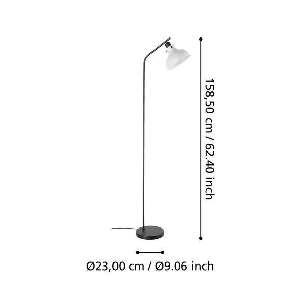  Eglo Eglo Matlock Floor Lamp, Height 158 Cm, Grey/black 
