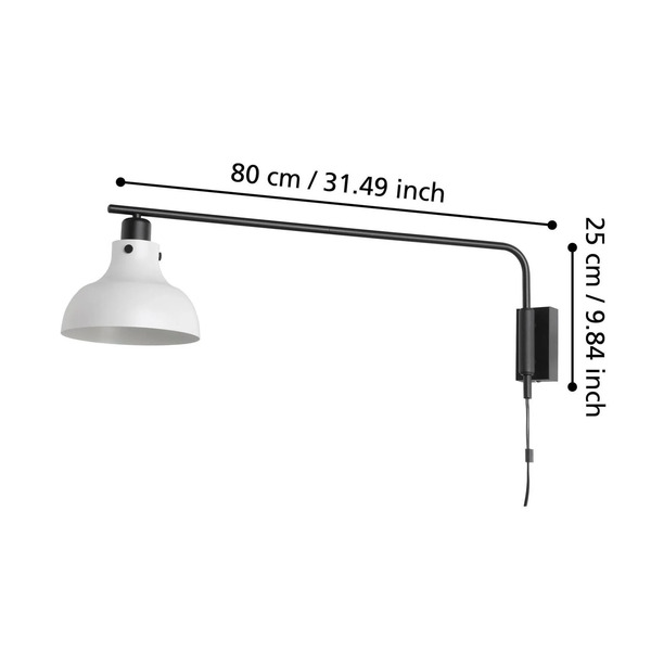  Eglo Eglo Matlock Wall Light, 80 Cm Projection, Grey/black 