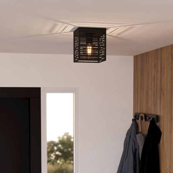  Eglo Eglo Piedritas Ceiling Lamp, A Black Square Shade 