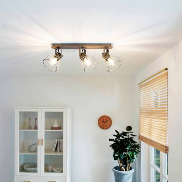  Eglo Eglo Sambatello Ceiling Lamp, 3-bulb, Brown/silver 