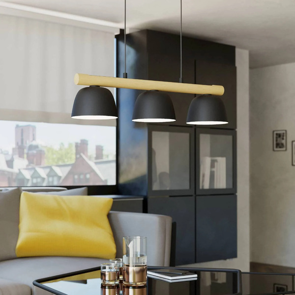  Eglo Eglo Sherburn Pendant Light, Length 77 Cm, Black/brown, 3-bulb. 
