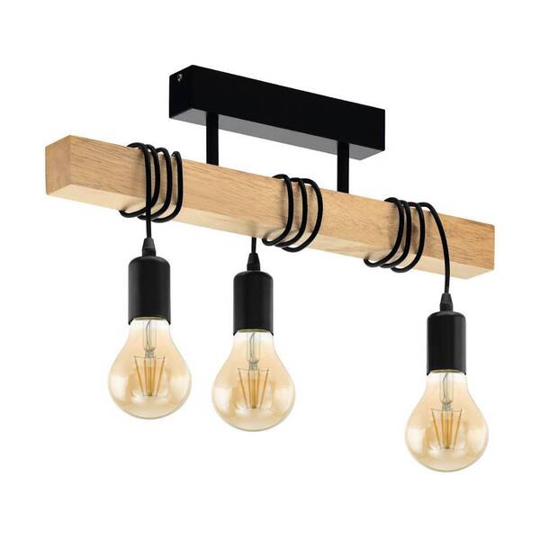  Eglo Eglo Townshend Ceiling Lamp Made Of Wood, 3-bulb Black 