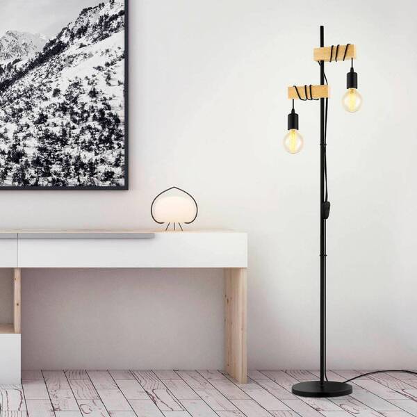  Eglo Eglo Townshend Floor Lamp 2-bulb Black/light Wood 