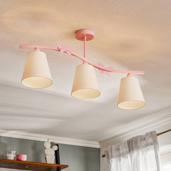  Eko-light Eko-light Alice Ceiling Light, Pink, Three White Fabric Shades 