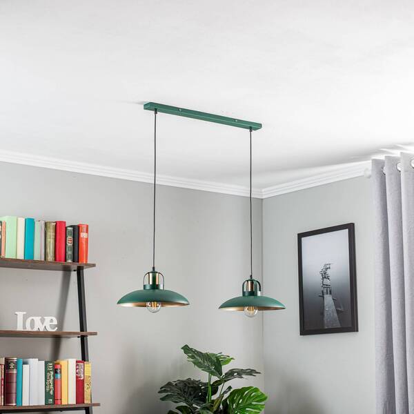 Eko-light Eko-light Felix Hanging Light, Green/gold, 2-bulb 