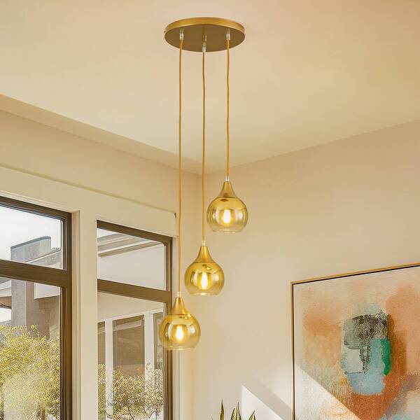 Eko-light Eko-light Monte Pendant Light, 3-bulb, Round, Gold 