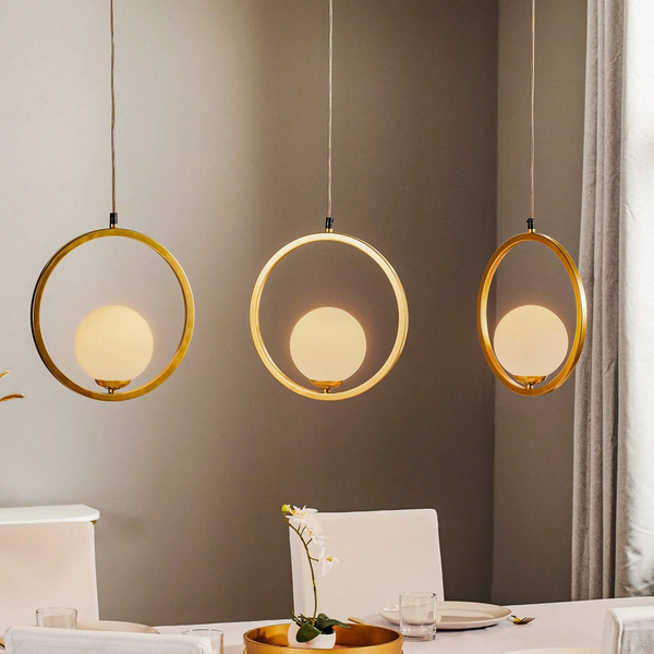  Eko-light Eko-light Vienna Pendant Light, Opal Glass, Brass, 3-bulb 