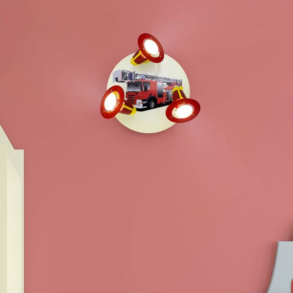  Elobra Elobra Fire Engine Wall Light, Red And Yellow, 3-bulb 