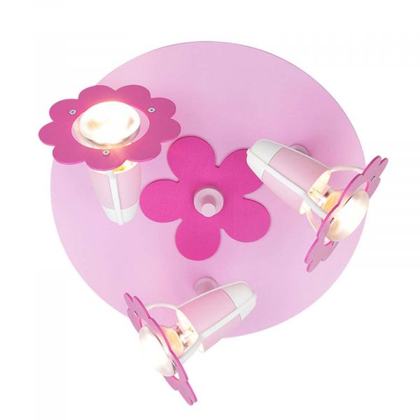  Elobra Elobra Flower Ceiling Light, Pink, Round, Three-bulb 