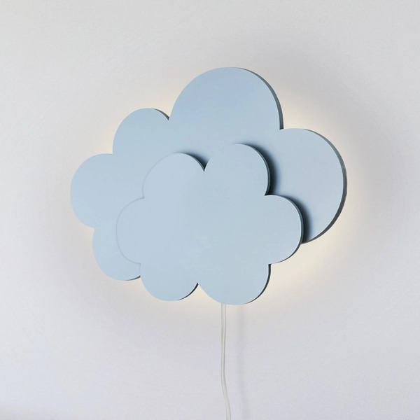  Elobra Elobra Led Wall Light Wölkchen With Plug, Blue, Wood, Dimmable 