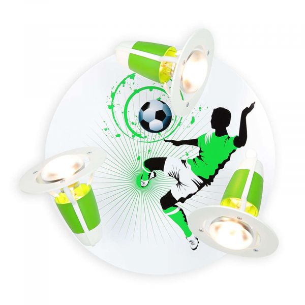  Elobra Elobra Soccer Ceiling Light, 3-bulb, Green And White 