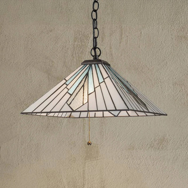  Elstead Elstead Alderley Pendant Light, Tiffany Style, Bronze, Pull Switch 