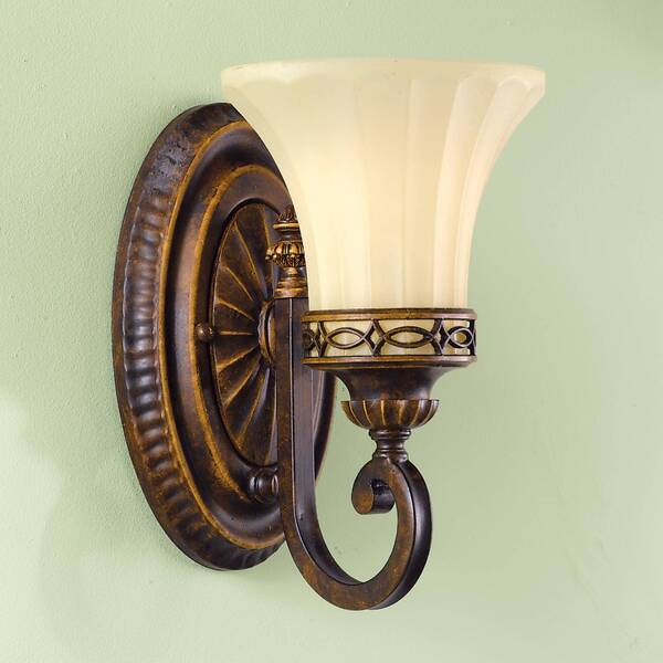  Elstead Elstead Drawing Room Wall Light, 1-bulb, Brown/cream 