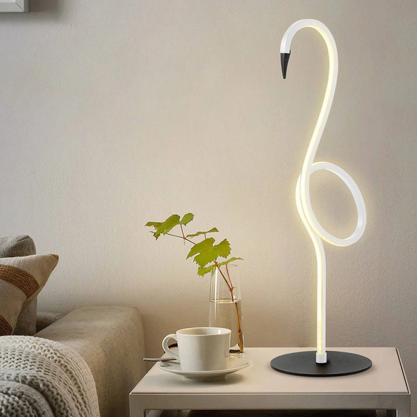  Elstead Elstead Flamingo Led Table Lamp, White, Metal, 50 Cm High 