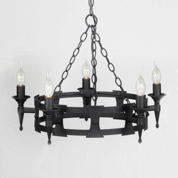  Elstead Elstead Saxon Hanging Light Medieval Wrought Iron Black 
